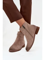 Dámské kotníkové boty na nízkém podpatku Vinceza 39961 béžové