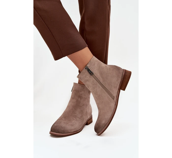 Dámské kotníkové boty na nízkém podpatku Vinceza 39961 béžové