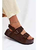 Semišové sandály na platformě Big Star TT274236 čokoládové Semišové sandály na platformě Big Star TT274236 čokoládové