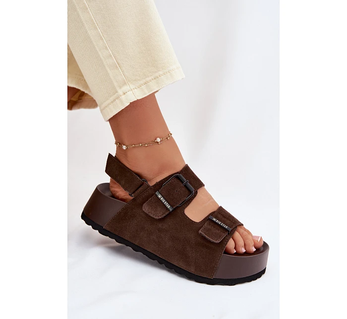 Semišové sandály na platformě Big Star TT274236 čokoládové Semišové sandály na platformě Big Star TT274236 čokoládové