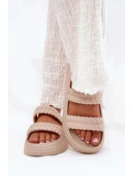 Dámské lehké pěnové pantofle na platformě S.Barski – béžové