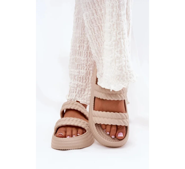 Dámské lehké pěnové pantofle na platformě S.Barski – béžové