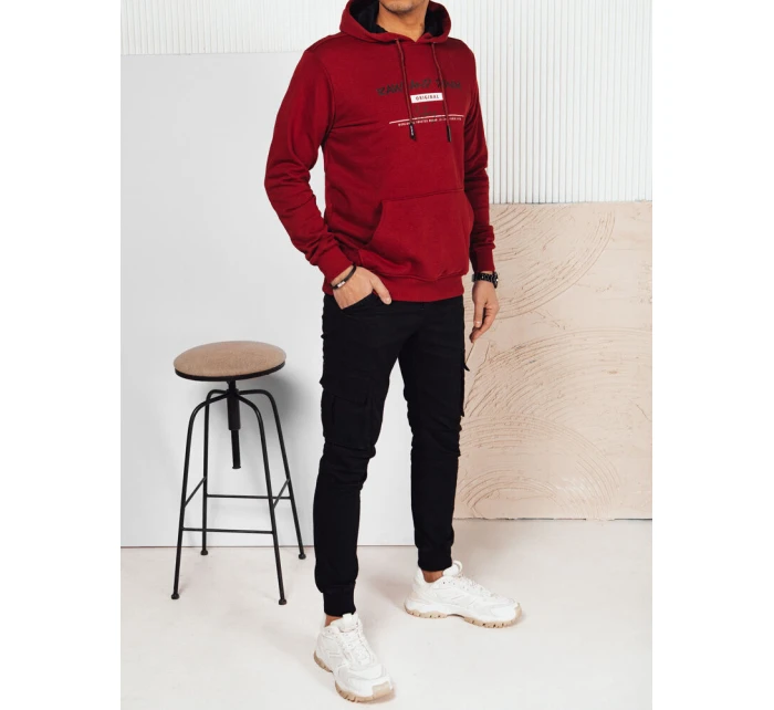 Pánská mikina s potiskem bordó FashionStreet BX5707