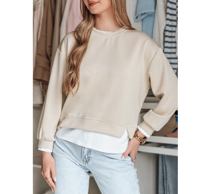 LUZZIO dámská oversize mikina světle béžová FashionStreet BY1384