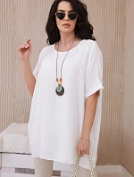 Oversized halenka s přívěskem ecru