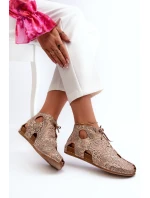 Vzorované kožené boty Maciejka 03426-02 Béžové