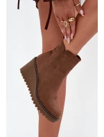 Dámské zateplené kotníkové botky na klínku z eko semiše – hnědé Mavona Dámské zateplené kotníkové botky na klínku z eko semiše – hnědé Mavona