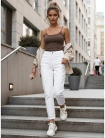 Spodnie jeansowe damskie mom fit z wysokim stanem białe FashionStreet UY2906