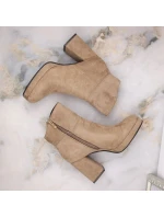 Dámské zateplené semišové boty na podpatku W SAN24B béžové - M.Daszynski