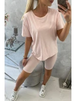 Souprava top+legíny pudrově růžová