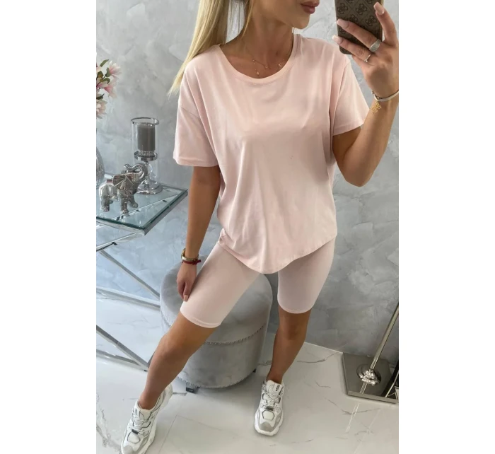 Souprava top+legíny pudrově růžová