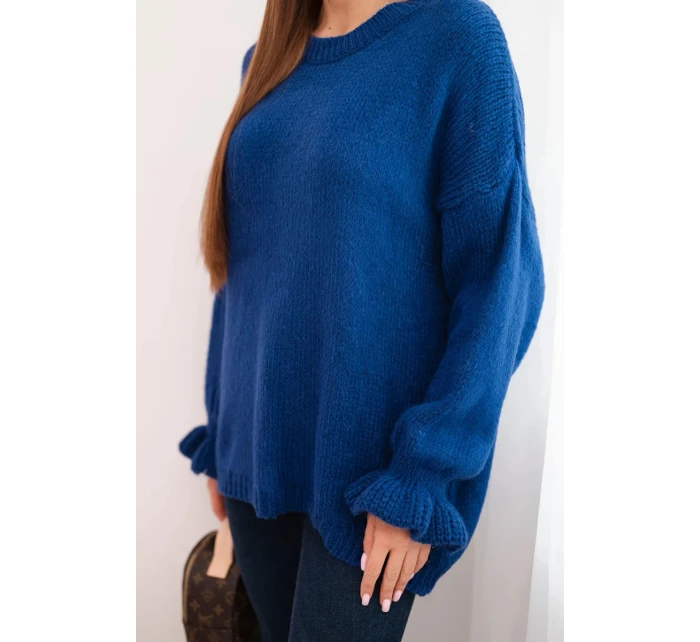 Dámský svetr s příměsí mohéru a vlny volného střihu model 21764755 - K-Fashion Dámský svetr s příměsí mohéru a vlny volného střihu model 21764755 - K-Fashion