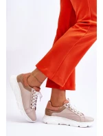 Pohodlné kožené tenisky na platformě Béžove model 21613251 - Boto Pohodlné kožené tenisky na platformě Béžove model 21613251 - Boto