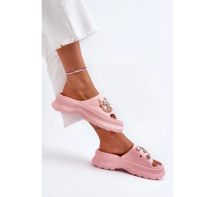 Dámské Pěnové Žabky S Ozdobami Růžové model 21653110 - Boto Dámské Pěnové Žabky S Ozdobami Růžové model 21653110 - Boto