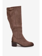 Kozaki před koleno eko semiš na sloupku Vinceza 58332 tmavě béžové Kozaki před koleno eko semiš na sloupku Vinceza 58332 tmavě béžové