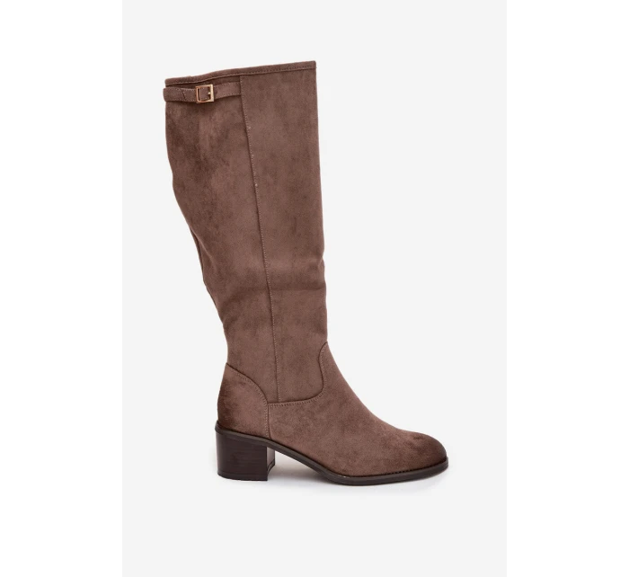 Kozaki před koleno eko semiš na sloupku Vinceza 58332 tmavě béžové Kozaki před koleno eko semiš na sloupku Vinceza 58332 tmavě béžové