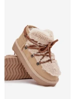 Dětské a mládežnické sněhule s kožešinou D Franklin DFSH370011 Béžové