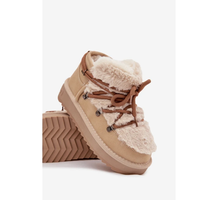 Dětské a mládežnické sněhule s kožešinou D Franklin DFSH370011 Béžové