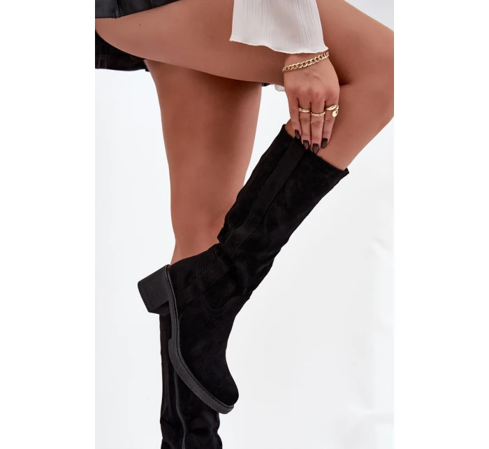 Dámské kozačky na Eko semiš černé model 21747873 - Boto Dámské kozačky na Eko semiš černé model 21747873 - Boto