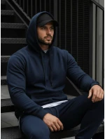 Pánská mikina s kapucí tmavě modrá BX3001