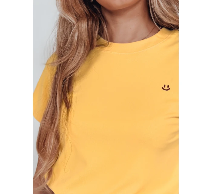 Dámské žebrované tričko SMILE FOR YOU žluté FashionStreet RY2908