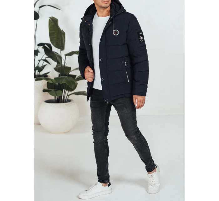 Pánská prošívaná zimní bunda s kapucí FashionStreet navy blue TX5054