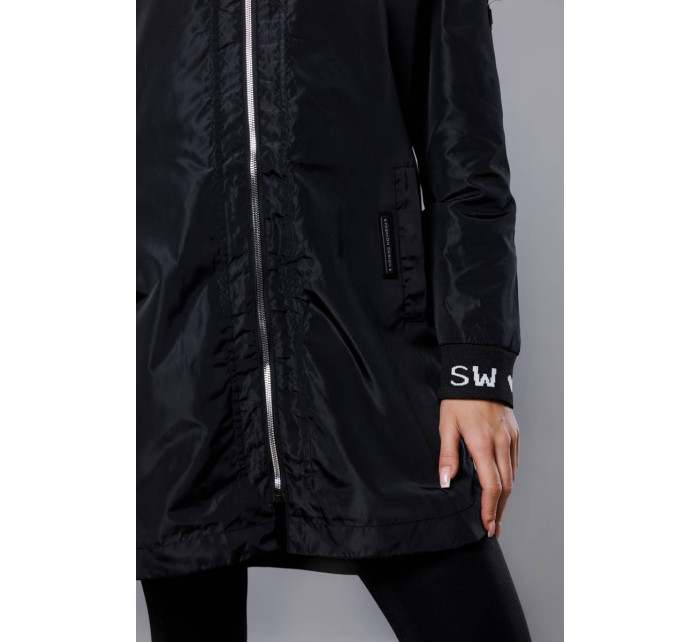 Tenká černá dámská bunda s ozdobnou lemovkou model 18019106 - S'WEST