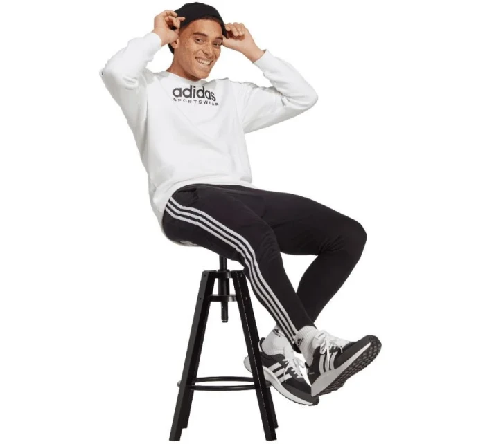 Kalhoty adidas Essentials Single Jersey Tapered Open Hem 3-Stripes M IC0044