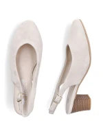 Béžové kožené lodičky s otevřenou špičkou Rieker 44651-60