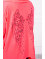 Mikina s potiskem křídel růžová neonová
