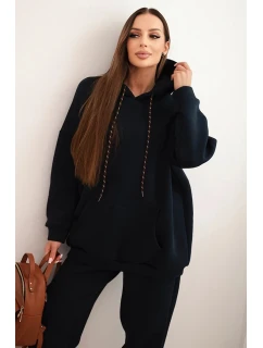 Dámská tepláková souprava zateplená z bavlny s kapucí granátová