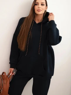 Dámská tepláková souprava zateplená z bavlny s kapucí granátová