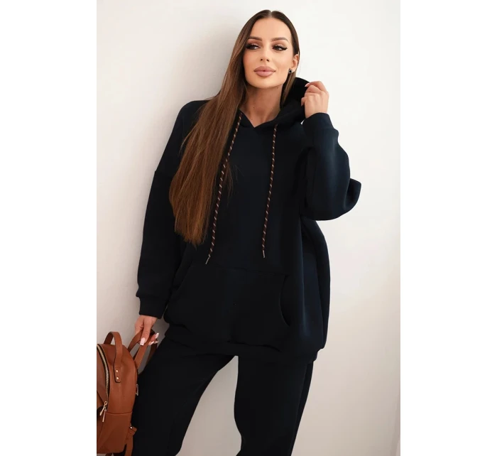 Dámská tepláková souprava zateplená z bavlny s kapucí granátová