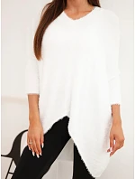 Dámský svetr Plus Size s výstřihem do V ecru