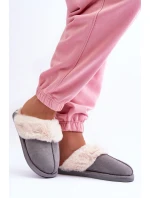 Dámské Pantofle s Kožešinou Šedé Pinky