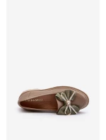 Dámské kožené mokasíny s mašlí Laura Messi 2787 Beige