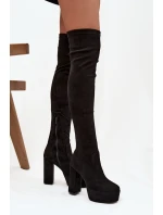 Kozačky na podpatku a platformě za koleno černé model 21744723 - Boto