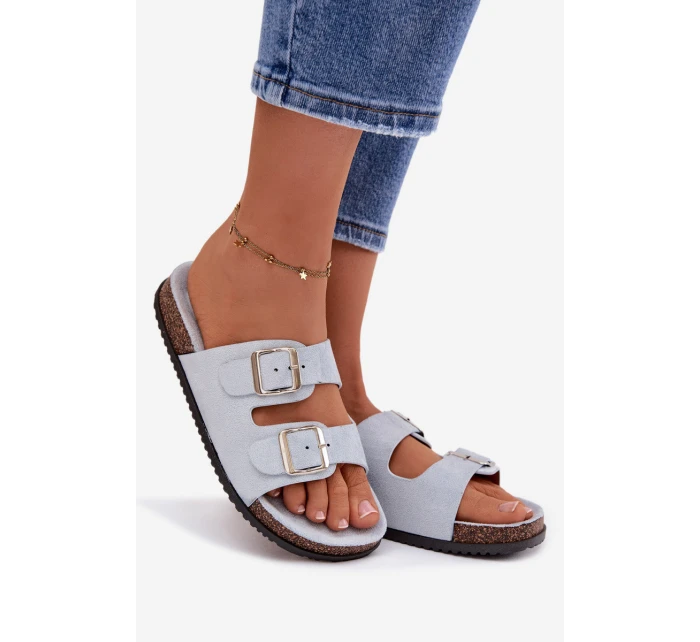 Dámské pantofle s přezkami Modré model 21908448 - Boto