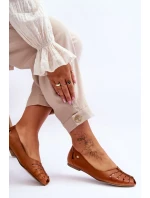 Pohodlné kožené dámské baleríny Hněde Luka