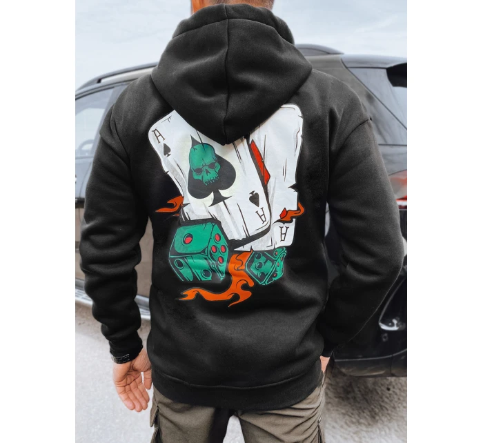 Pánská mikina s potiskem černá FashionStreet BX5666