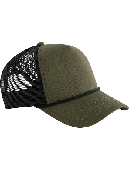 Beechfield B 633 5 panelová Trucker kšiltovka "Rope" 53.0633 military green/black