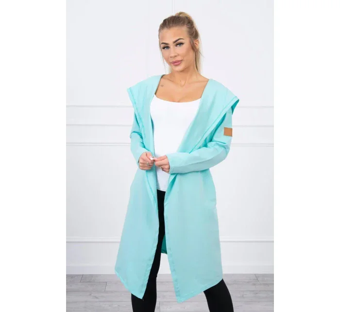 Dlouhý kabát s kapucí mátový