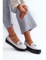 Dámské kozačky z kůže na platformě model 21660118 bílé - S.Barski