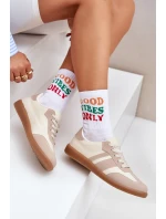 Nízké Dámské Tenisky Z Eko Kůže Béžové model 21683211 - Boto Nízké Dámské Tenisky Z Eko Kůže Béžové model 21683211 - Boto