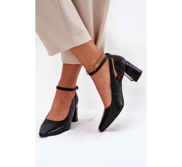 Kožené Lodičky Na Podpatku model 21694790 Černé - Maciejka