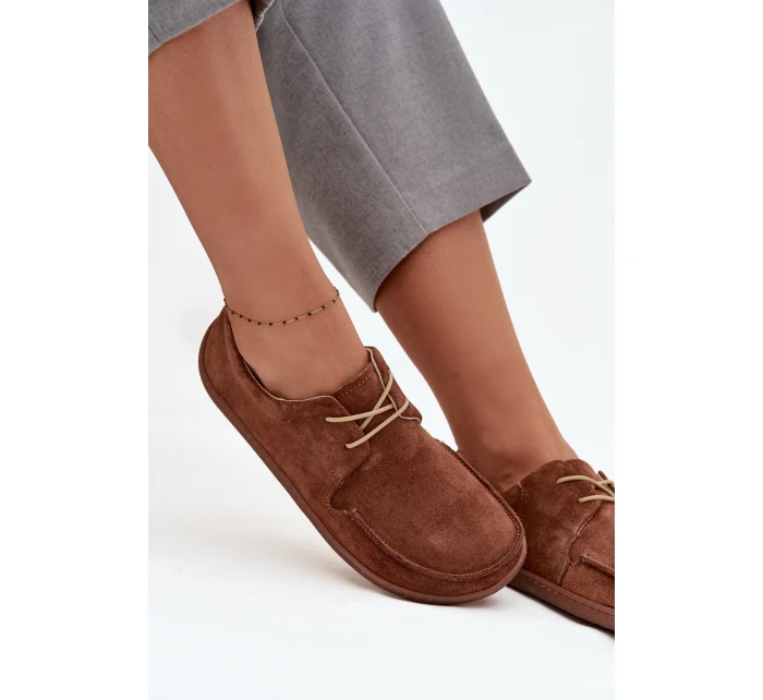 Dámské polobotky typu barefoot z přírodního semiše Zazoo 327 hnědé