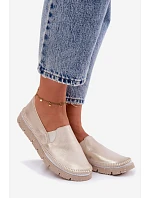 Dámské polobotky nazouvací kožené zlaté model 22122600 - Maciejka