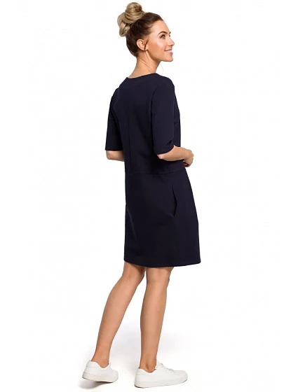 Šaty se pasem a mašlí tmavě modré model 18001994 - Moe