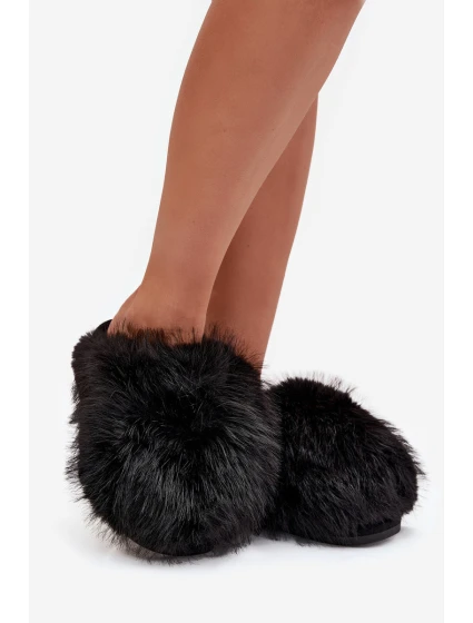 Dámské chlupaté papuče – černé Iseline