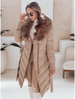 Dámská prošívaná zimní bunda s kožešinou FashionStreet camel TY5077 Dámská prošívaná zimní bunda s kožešinou FashionStreet camel TY5077